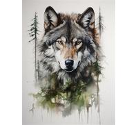 Kits De Punto de Cruz Lobo 11CT con Accesorios Preimpresos 40cmX50cm Completo con Hilos, Agujas y Tela - Arte de Bordado para Principiantes y Expertos - Ideal para Decoración del Hogar y Regalo