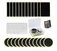 Kits de reparación de pinchazos de bicicleta para bicicletas, 28 parches autoadhesivos de reparación de pinchazos, kit de parches de neumáticos sin pegamento con raspones de metal, kit de reparación