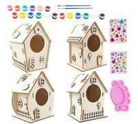 Kits Kits Birdhouse, pintura Bird House para niños, Casas de pájaros de madera para pintar, Actividad de arte decorativo inacabado con cuerda y pegamento para edades de 8 a 12 niñas afuera de la fiest