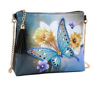 Kits para niños y adultos, bolso de mano con cadena 5D para manualidades, maquillaje, bolsa de hombro con cremallera para belleza, bolsas de nailon para mujer, Blue, Talla única