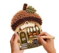 Kits Punch Needle Para Principiantes Set Artesanal Casita En Tela 3D
