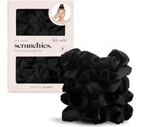 Kitsch 5 gomas de pelo de satén, más suaves que la seda, antiencrespamiento y rotura, agarre suave para peinados, coleteros para dormir y noche, color negro