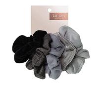 Kitsch Assorted Scrunchies - Large Hair Ties and Ponytail Holders | Cute Hair Bands for Women and Girls, 5pc (BlackGray)