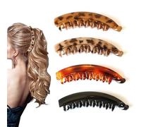 Kitsch Banana Clip, 4 Pinzas para Cabello - Clip Grande para Cabello Grueso y Fino - Lindas Pinzas para Niñas