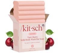 Kitsch Barra de jabón de cereza limpiadora con aroma refrescante, jabón corporal ecológico que las mujeres aman, jabón sólido de cereza para uso diario, sin silicona, sulfato ni parabenos, fabricado