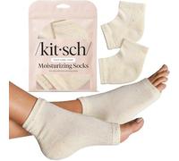 Kitsch Calcetines hidratantes para tratamiento de talón agrietado, calcetines de spa reutilizables para mujeres y hombres con forro de gel aislado, calcetines de talón nocturno para pies secos