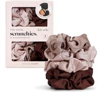 Kitsch Coleteros de satén para mujer, sin arrugas, para todo tipo de cabello y texturas, perfectos para el día o la noche, 5 unidades, camafeo