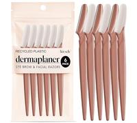 Kitsch Dermaplane Maquinilla de afeitar facial para mujer y hombres, recortadora de cejas y afeitadora, cuchilla exfoliante y herramienta de cuidado para una piel más suave, terracota, 6 piezas