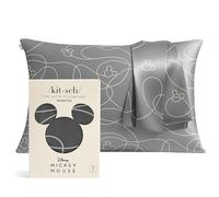Kitsch Funda de Almohada de satén de Mickey Mouse de Disney, Cremallera, más Suave Que la Seda, refrescante, Cabello y Piel, sin Arrugas, Lavable a máquina, Queen/estándar (48 x 66 cm)