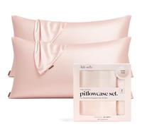 Kitsch Funda de Almohada refrescante de 100% satén con Cremallera, más Suave Que la Seda, Ideal para el Cabello y la Piel (King, 2 Paquetes, Rubor)