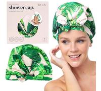 Kitsch Gorras de Ducha de Lujo Reutilizables para Mujeres y Hombres, Impermeables, Antideslizantes, de Secado Rápido para Cabello Largo y Corto, Diseño Cómodo y Elegante - Hojas de Palma