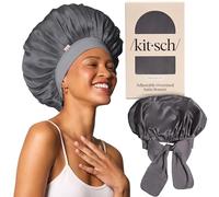 Kitsch Gorro de satén XL para dormir, más suave que la seda, para mujer, ajuste seguro, gorra de noche ajustable para cabello rizado y texturizado, evita roturas, enredos y adelgazamiento, color