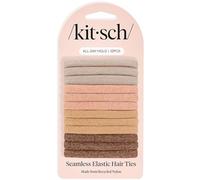 Kitsch Lazos de nailon con purpurina para niñas y mujeres, sin enganches, sin dolor, sin daños, ideales para coletas, recogidos y trenzas, 12 unidades, neutro, regalos para el día de San Valentín