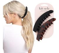 Kitsch Pinza de plátano - Pinzas de pelo estilo retro de los años 80 para mujer, seguras y duraderas, sin arrugas, clips de plátano para peinar, coletas y peinados, accesorios ecológicos para el