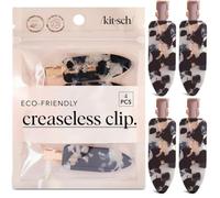 Kitsch Pinzas para el cabello sin arrugas para mujer, sin arrugas, sin dobleces para peinar, flequillo, aplicación de maquillaje, lavado facial, acrílico reciclado, terrazo negro, 4 unidades