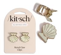 Kitsch Pinzas para el pelo de concha de almeja, lindas pinzas para el pelo inspiradas en la playa, accesorios de metal para el cabello de sujeción fuerte durante todo el día para mujeres, elegante
