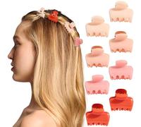 Kitsch Pinzas pequeñas para el pelo para mujeres y niñas, mini pinzas de garra, accesorios para el cabello, estilo diario, reciclado, diseño de flor de cerezo, regalo ideal para mujeres, juego de 8