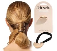 Kitsch Puños dorados para el pelo, de metal, para coleta, duradero, elegante, para coletas, trenzas y recogidos, accesorio dorado para el cabello, pequeño, 1 unidad