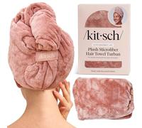 Kitsch Toalla de microfibra de felpa para mujer, turbantes para cabello mojado, toalla de secado súper absorbente, secado rápido, antiencrespamiento, para cabello largo y corto, húmedo y rizado
