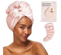 Kitsch Toalla de microfibra envuelta en satén, envolturas de cabello rizado de secado rápido para cabello húmedo de mujer, toalla de microfibra para el cabello, toalla de secado de cabello, toallas de