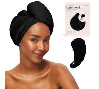Kitsch Toalla de Microfibra para el Cabello para Mujer, Toalla de Secado Muy Absorbente, Secado rápido, antiencrespamiento, para Cabello Largo y Corto, húmedo y Rizado, Negro
