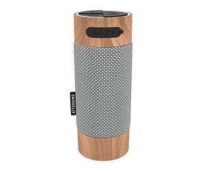 KitSound Diggit Altavoz Bluetooth Independiente para Exteriores con Soporte Extraíble - Color Plata/Madera