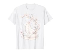 Kitsune Fox Cherry Blossoms Meditación Zen Yoga Vida Mujeres Camiseta