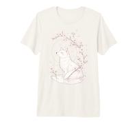 Kitsune Fox Cherry Blossoms Meditación Zen Yoga Vida Mujeres Camiseta Premium