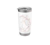 Kitsune Fox Cherry Blossoms Meditación Zen Yoga Vida Mujeres Vaso térmico de acero inoxidable de doble pared