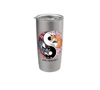 Kitsune Fox, flor japonesa, kawaii y kitsune Vaso térmico de acero inoxidable de doble pared