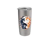Kitsune Fox, flores japonesas y anime, Kitsune Vaso térmico de acero inoxidable de doble pared