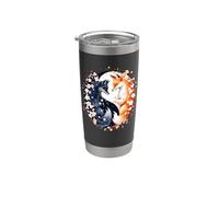 Kitsune Fox, flores japonesas y anime, Kitsune Vaso térmico de acero inoxidable de doble pared