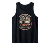 Kitsune Fox Spirit Japan Lager Mt Fuji Kanji Souvenir Camiseta sin Mangas