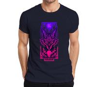 Kitsune Fuchs Neomachi Japan Anime Cyberpunk - Camiseta para hombre, azul marino, S