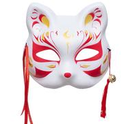 Kitsune Japonés Inu Boku Fox Gato Lindo Cosplay Media Máscara Masquerade Navidad - rojo - talla única