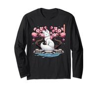 Kitsune japonés Yokai White Fox Fantasma Ukiyo E Sakura Manga Larga