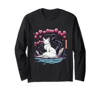 Kitsune japonés Yokai White Fox Fantasma Ukiyo E Sakura Manga Larga