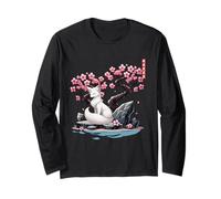 Kitsune japonés Yokai White Fox Fantasma Ukiyo E Sakura Manga Larga