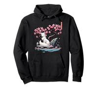 Kitsune japonés Yokai White Fox Fantasma Ukiyo E Sakura Sudadera con Capucha