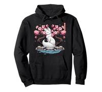 Kitsune japonés Yokai White Fox Fantasma Ukiyo E Sakura Sudadera con Capucha