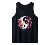 Kitsune Sakura Flower Blossom en estilo estética Ying Yang Camiseta sin Mangas