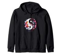 Kitsune Sakura Flower Blossom en estilo estética Ying Yang Sudadera con Capucha