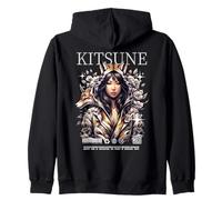 Kitsune Yokai Spirit Japan Backprint Streetwear Art Sudadera con Capucha