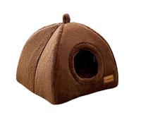 Kitten Bed, Indoor Plush Cat House, 16x14 Inches Cave Winter Thermal Nest, Compact Cozy Pet Bed for Resting, Sleeping, Lounging, Travels, Home, Dorm, Apartments White and Brown