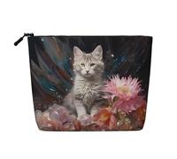 Kitten by the crystal - Neceser y neceser unisex para mujer, bolsa de almacenamiento para artículos de aseo personal, color negro, talla única