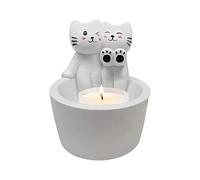 Kitten Candle Holder - 9 x 7 cm Adorable Ceramic Cat Warming Paws Ornament For Tealights, Hand-Painted Decorative Accent Home, Desk, Shelf, Gift For Cat Lovers, Cute Room Decoration Women & Girls