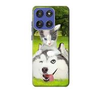 Kitten Cat Playful Siberian Husky Dog Paint Funda Carcasa Case para Motorola Moto G Stylus 5G (2025), Edge 60 Stylus