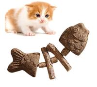 Kitten Chew Toys Teething - Interactive Cat Toy Fishbone Stick, Wooden Kitten Teether, Durable Chewing Aid For Cleaning | Calming Enrichment Toy For Kittens Cats Fun Playtime Training Activity