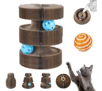 Kitten Curl, Kitten Curl Toy, Kitten Kurls Cat Toy, Interactive Scratch Pad Cat Toy with Toy Bell Ball for Indoor Cat, Magic Organ Cat Scratcher Board (B)