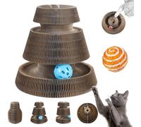 Kitten Curl, Kitten Curl Toy, Kitten Kurls Cat Toy, Interactive Scratch Pad Cat Toy with Toy Bell Ball for Indoor Cat, Magic Organ Cat Scratcher Board (C)